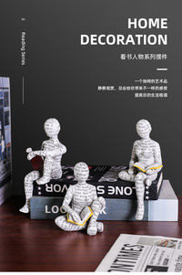 Nordic Resin Reading Figure Ornament for Home Study Decoration and Bookshelf Decor