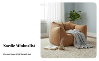Soft Two-Seater Pouf Removable Cover Lazy Sofa Soft Texture No Assembly Required for Teens, Balcony, Book Nook Nook, Apartment