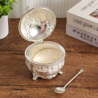Peacock Sugar Bowl With Lid and Spoon European Style Spice Container Handmade Originality Decorative Candy Dish for Dining Table