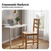 Ladder Back Chair Comfortable for Long Sitting Wooden Seat Anti-Slip Foot Pads