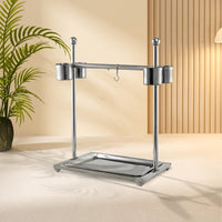 Parrot Training Stand with Wheels, Stainless Steel Large Bird Stand Floor Stand, Interactive Bird Play Area and Cockatiel Stand for Avian Training
