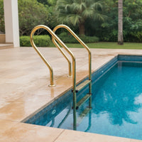 Stainless Steel Pool Ladder Gold-Toned Pool Ladder with Handrail Brushed Finish for Homeowners, Backyard