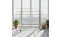 Stainless Steel Double-Rod Drying Rack Floor-Standing Double Rod Garment Rack Sturdy Long-Lasting for Balcony