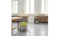 Slanted Shelves Rolling Art Rack Wheeled Art Drying Rack
