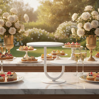 Lace Trim Two Tier Cake Stand Stable Base Gold Cake Stand Vintage Design Dessert Display Set for Wedding