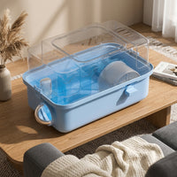 Syrian Hamster Cage, 2-Level Transparent Golden Hamster Cage with Handle, Large Space Rectangular Tank, Portable Beginner Habitat