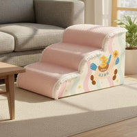 Two-Step Pet Stairs Pastel Dog Stairs Rigid Support for Bedside