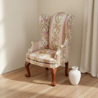 1:6 Scale  Armchair Handmade Miniature Floral Textile Elegant Doll Accessory for Collectors, Hobbyists