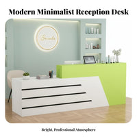 Modern Reception Desk Easy to Clean Cashier Checkout Counter Scratch Resistant High Gloss Front Desk for Receptionists, Store Owners, Company Entrance
