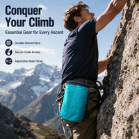 Climbing Chalk Bag, Bouldering Chalk Bag with Drawstring Closure, Zippered Pocket & Nylon Belt, 19x12.5x12.5cm