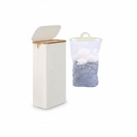 Slim Laundry Hamper with Lid Waterproof Oxford Cloth for Bedroom, Bathroom