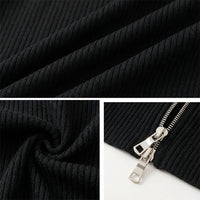 Knitted Cardigan for Women with Double Zipper Closure and Hooded Design, Ribbed Knit for Autumn and Fall Season, Comfortable Fit