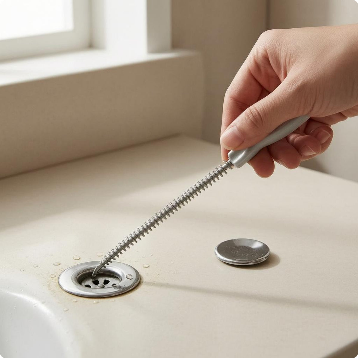 Drain Cleaning Brush Reusable Spiral Drain Brush Long Handle for Bathrooms