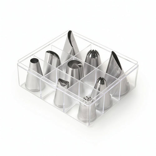 9 Pieces Piping Tip Set with Storage Case Rust-Resistant for Cupcake Frosting