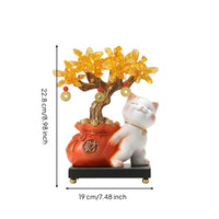 Auspicious Cat with Fortune Tree Chinese Style Auspicious Cat Ornament