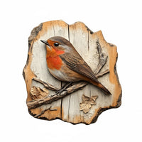 1 Piece Wooden Wall Sign Rustic Bird Hanging Plaque Natural Wood Rope Wildlife Decoration Suitable for Home Decoration Entryway Gift Giving