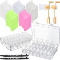 Embroidery Thread Storage Box with 24 Removable Compartments, Hard Plastic Spools and Stickers
