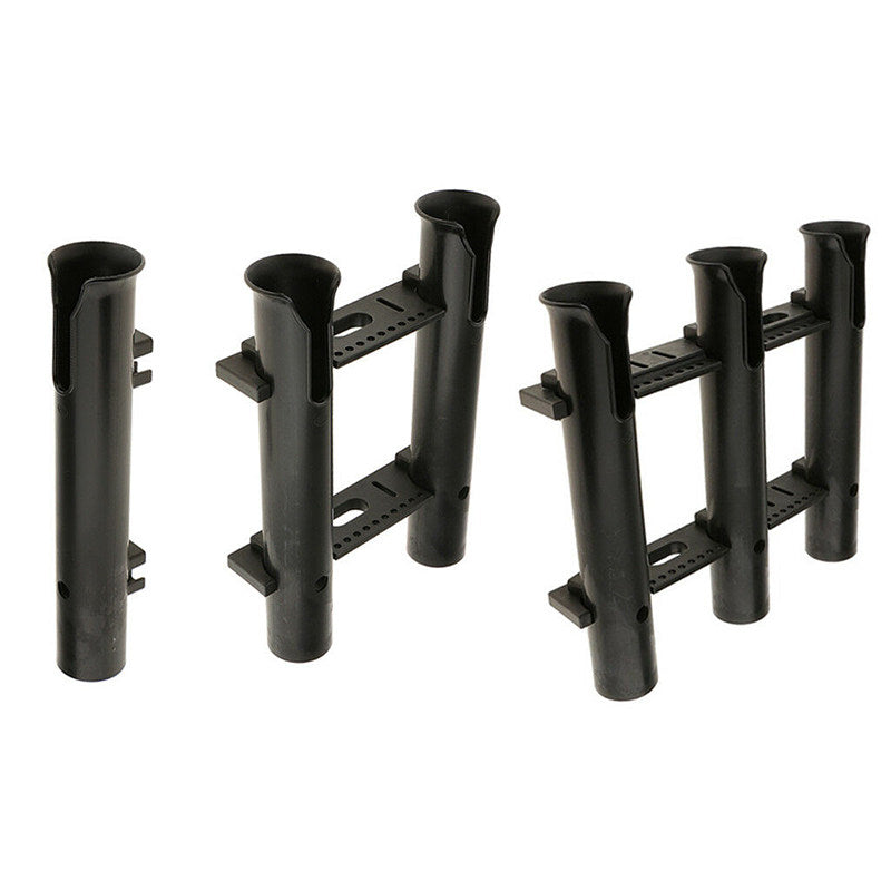 Black Two-Hole Detachable Fishing Rod Tube ABS Plastic Marine Rod Holder for Boats and Yachts