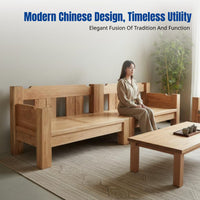 Sturdy Elm Wood Sofa, Minimalist Chinese Style, Corner Combination for Living Room