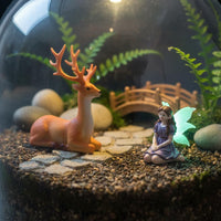 Fairy and Deer Ornament Glow in the Nighttime Fairy Garden Figurines Miniature Deer Figurine for Bonsai Display, Yard Decor
