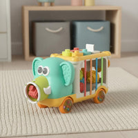 Hand-Eye Coordination Training Toddler Stacking Blocks Car Fine Movement Skills Development Elephant Pull Toy Color Recognition Educational Sensory Bin for Toddlers, Infants, Babies