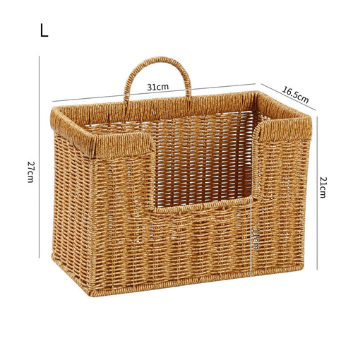 Wall Mounted Storage Basket Washable Rattan Design Hanging Organizer Boho Decor