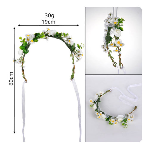 Bridal Headpiece Handmade Flower Crown Ribbon Tie for Bridesmaids