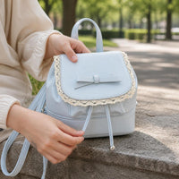 Casual Solid Color PU Leather Backpack for Women, Fashionable Korean Style School Bag
