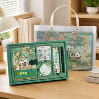 Gift stationery set for a student with a panda, notebook, pen, stickers, bookmark, gift box