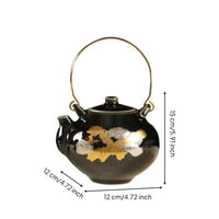 Metal Accents Tea Vessel Lid Ceramic Teapot Table Ornament for Display