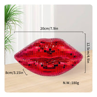 Mirror Lips Sculpture Glossy Finish Mosaic Mouth Decor Curved Contours