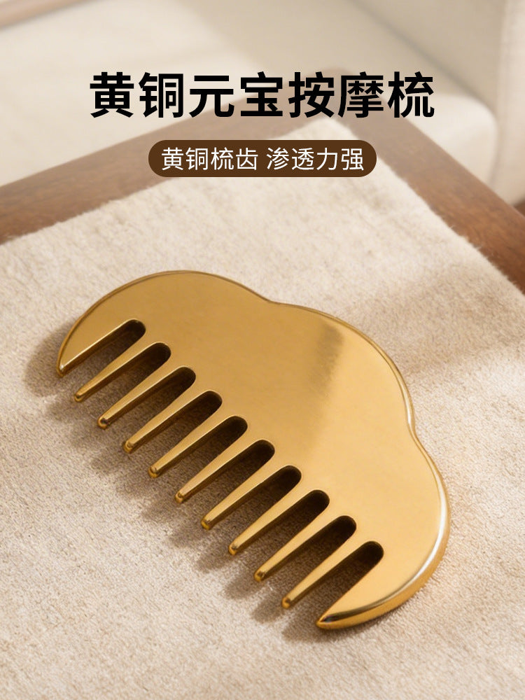 Solid Brass Gua Sha Massage Comb for Head and Scalp