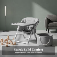 Portable Feeding Seat Safe and Stable Foldable Floor Seat with Tray for Toddlers