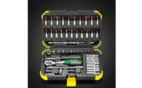53 Pieces Socket Set with Hard Shell Case Polished Chrome Socket Wrench Set Organized Tool Kit with Hard Shell Case for Vehicle Owners, Garage