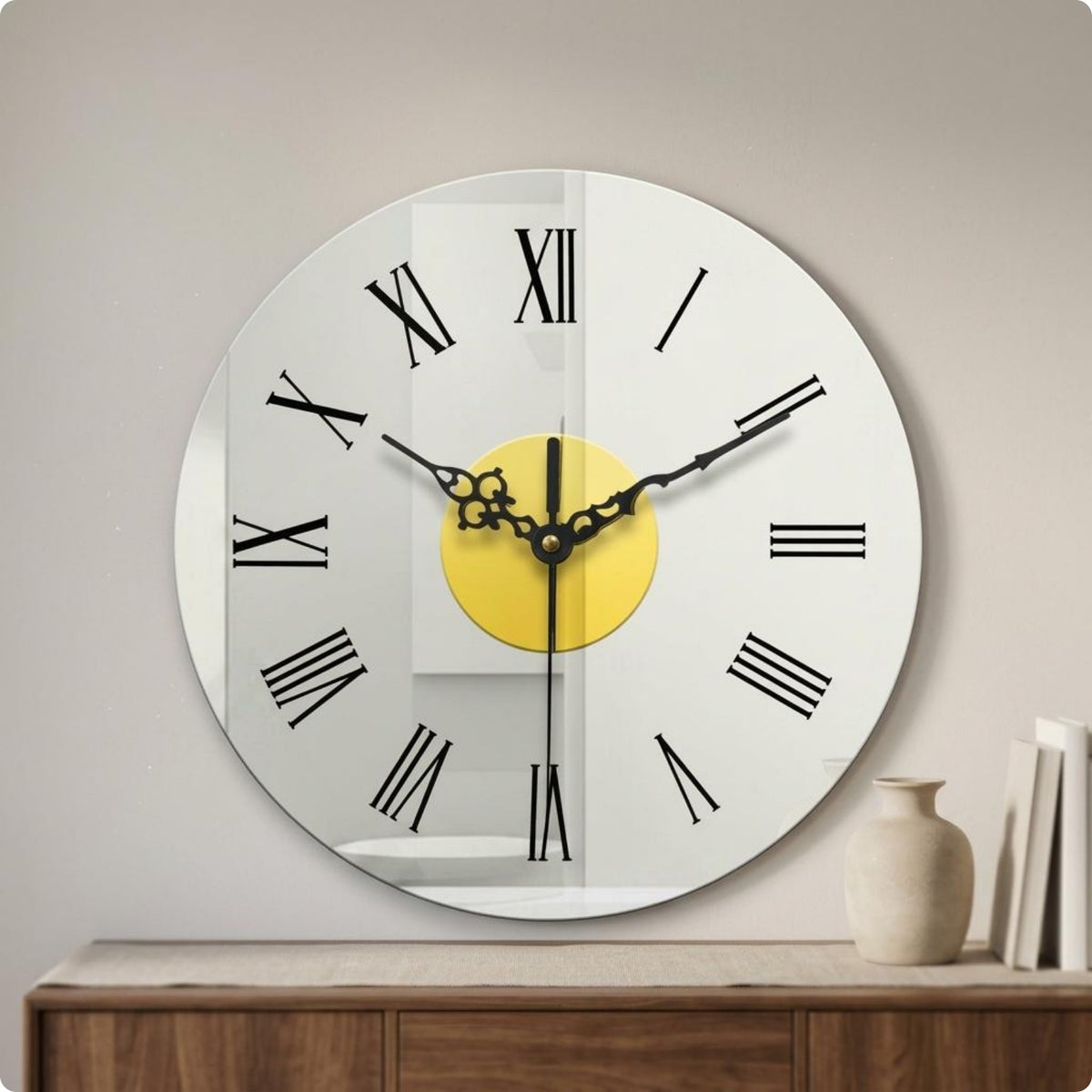 Round Acrylic Wall Timepiece Glossy Mirror-Silver Wall Timepiece Easy to Clean