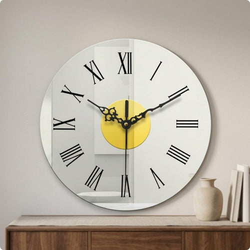 Round Acrylic Wall Timepiece Glossy Mirror-Silver Wall Timepiece Easy to Clean