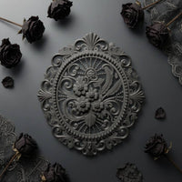 Oval Flower Wall Plaque Textured Finish Baroque Wall Plaque Decorative