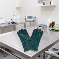 Leather Gloves with Long Cuffs Heavy Duty Bovine Leather Gloves with Extended Forearm Guard Guarding for Welders, Gardeners, Metalworking, Gardening