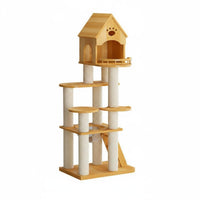 Cat Perch with Scratching Posts Solid Wood Multi-Level Pet Perch All Seasons Pet Furniture for Kittens