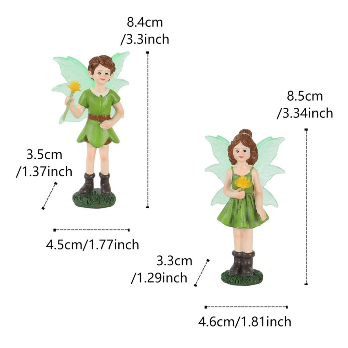 2 Pieces Miniature Fairy Garden Figures Handmade Glowing Appendage Elf Statues