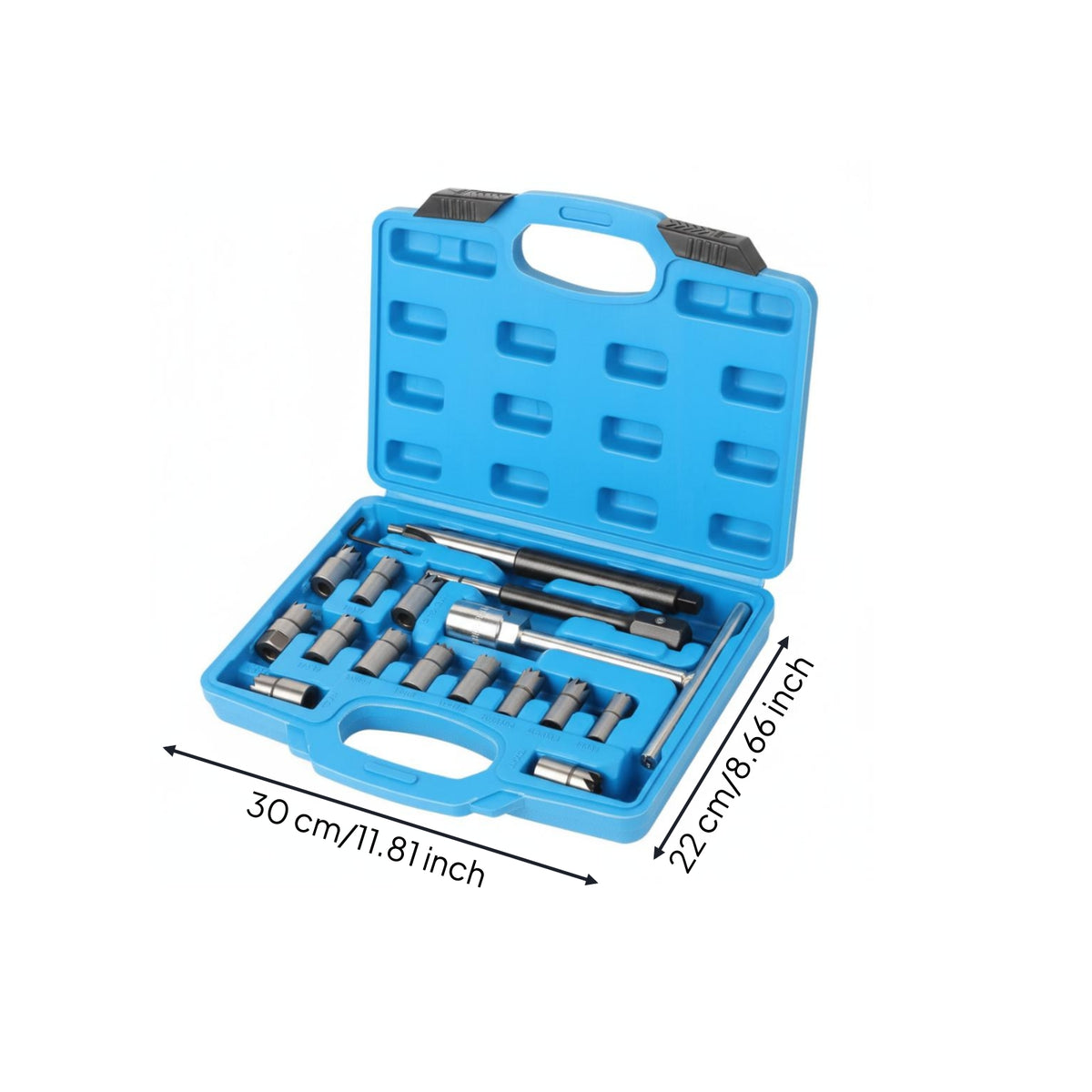 11 Pieces Precision Cutting Fuel Injector Seat Reamer Wear Resistant Fuel Injector Seat Cleaning Kit Sturdy Steel for Mechanics