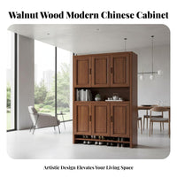 New Chinese Design Entryway Shoe Cabinet with Mirror Multi-Functional Walnut Wood Partition Cabinet Space Saving Multifunctional Hall Organizer Dust-Proof Cabinets for Apartment Dwellers, Homeowners, Families, Foyer, Hallway, Living Room