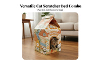 Long-Lasting 2-Level Cat Scratcher Protects Furniture Cardboard Cat Scratcher House Cozy Hideaway for Cats, Kittens, Indoor, Living Room