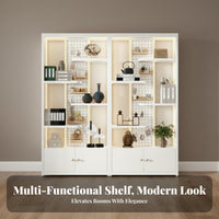 1 Freestanding Bookcase with Display Shelf Shelving Unit Metal Frame Display Rack Storage Rack and Led Strip Lighting Suitable for Living Room Office Retail Store Home Decoration
