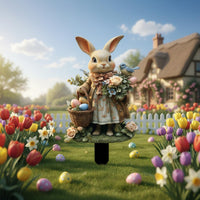 Easter Bunny Planter Acrylic Yard Stake Rabbit Basket Egg Flower Waterproof Sign Decorative Ornament Suitable for Outdoor Garden Home Setting