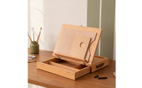 Tabletop Easel with Drawer Beechwood Table Easel with Drawer Portable Sketch Box for Students, Classroom