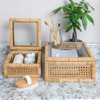 Handwoven Rattan Storage Basket with Lid, Chinese Retro Style, Home Organizer