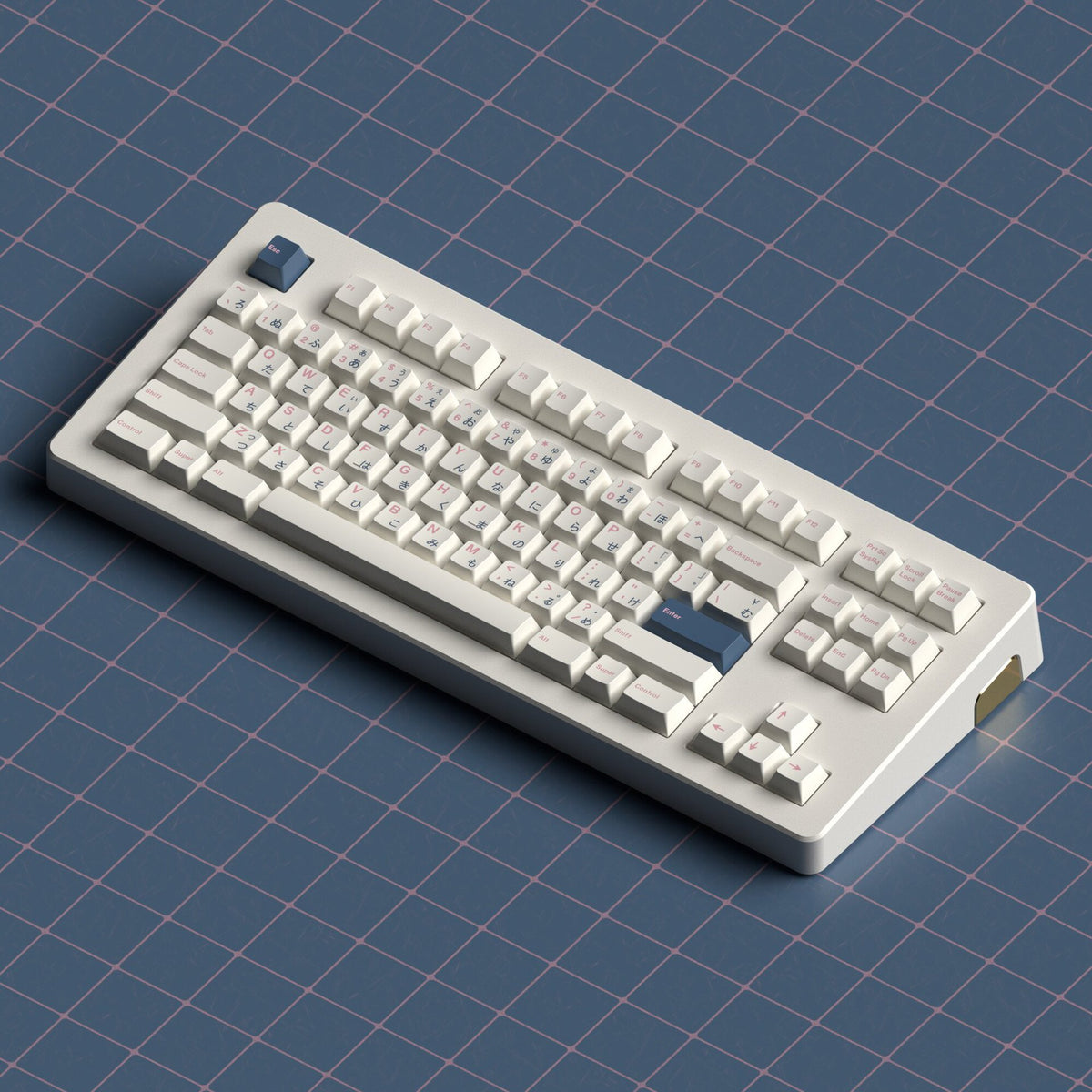 JKDK Blue Pink Japanese Keycaps, PBT Dye-Sublimation, OEM Profile, for 61/68/75/84/87 Key Mechanical Keyboards