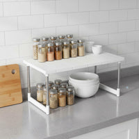 Expandable Storage Shelf Easy to Install Expandable Cabinet Shelf Drill Installation Cabinet Storage Organizer for Renters, Desktop