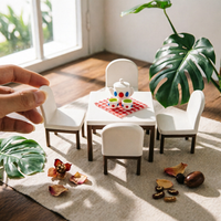 5 Pieces Dollhouse Dining Room Set Easy to Display for Pretend Play